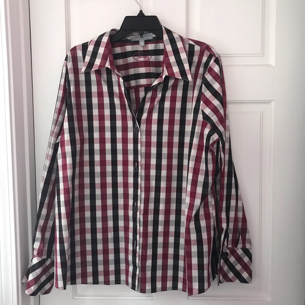 No iron plaid blouse